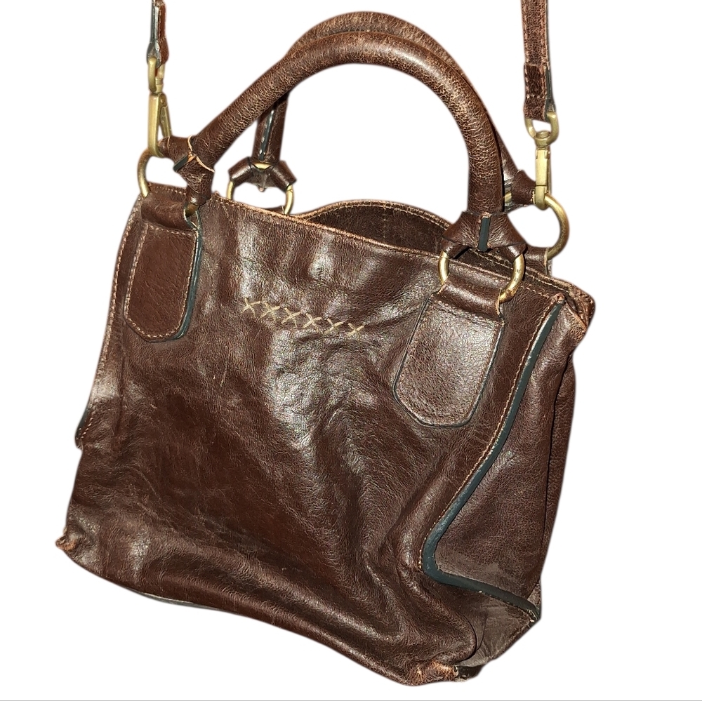 Vintage Sundance Bag Handbag Brown Leather Boho Distressed Brown Hippie Italy